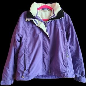 L.L. Bean 3 in 1 Convertible Purple Jacket, Polartec Fleece, Y2K, Size Petite M